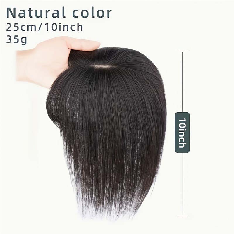 Premium Breathable Human Hair Topper with Bangs for Thinning & Gray Hair Needs
