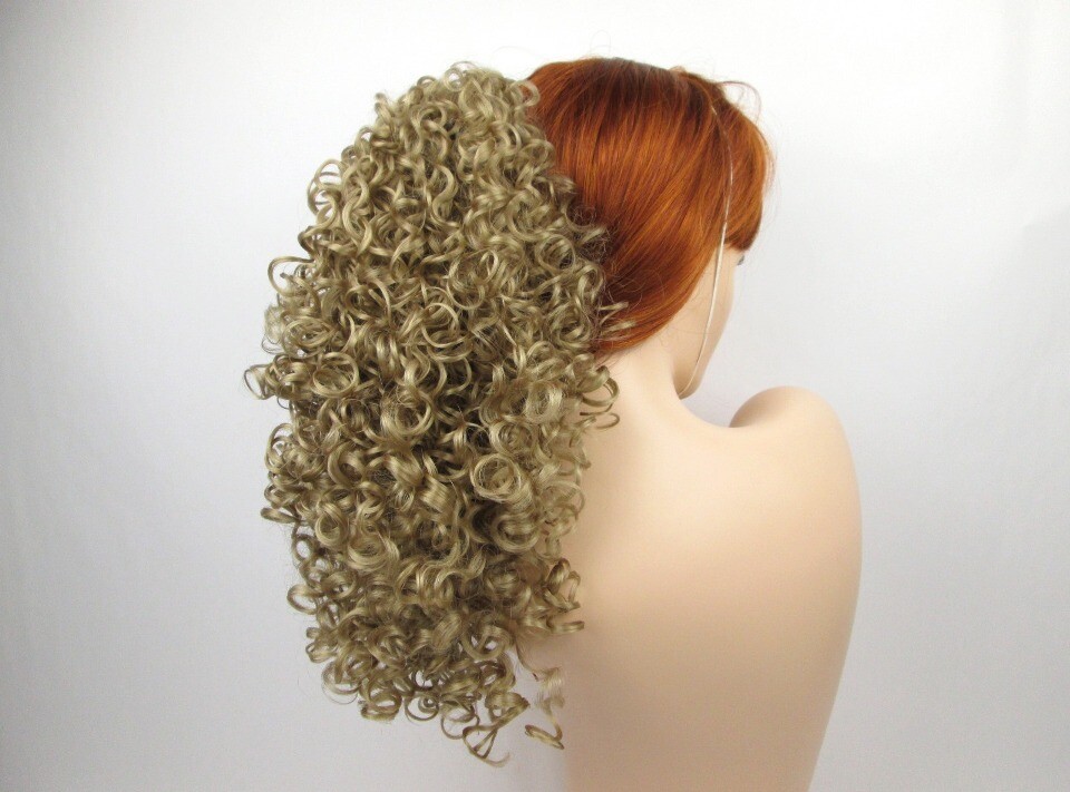 16″ LONG FULL LAYERED SPIRAL CURLS CURLY HAIR PONYTAIL HAIRPIECE BANANA CLIP