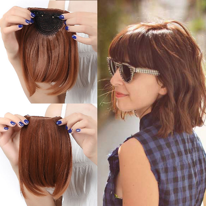 100% Natural Thin Bangs Fringe Clip in Hair Extensions As Human Front Bang Blond