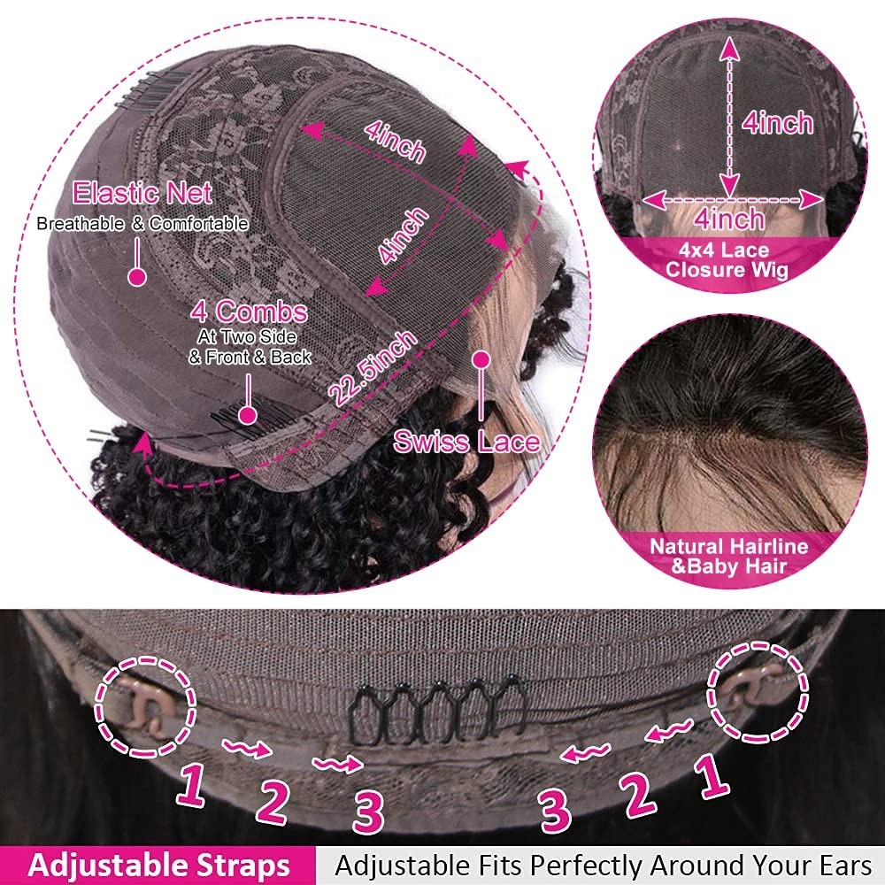 180% Density Deep Wave Lace Front Wig – 4X4 HD Transparent Closure, Glueless, Na