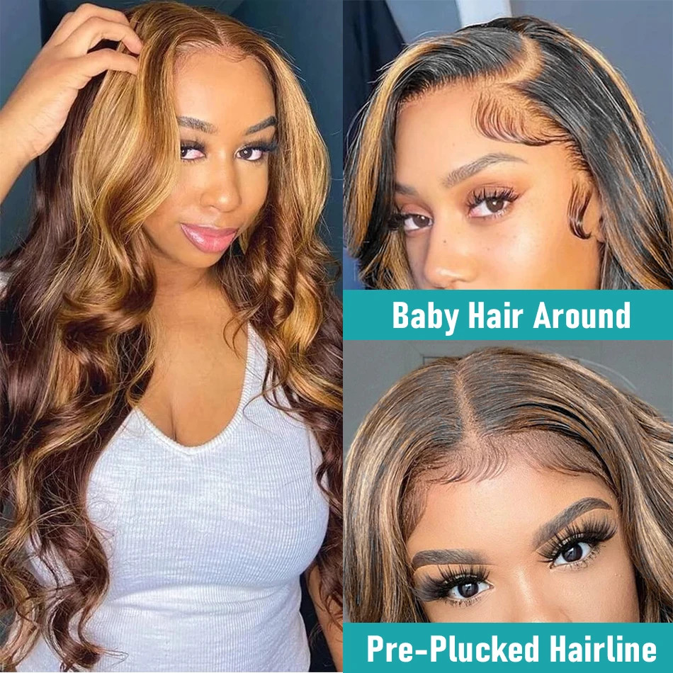 Highlight Blonde Human Hair Hd Lace Front Wigs Body Wave Glueless Wigs Brazilian