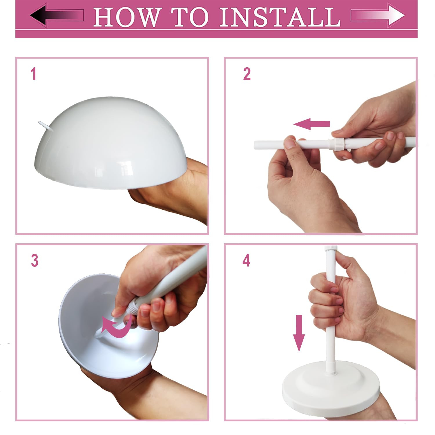 Wig Stand 1PC Adjustable Height White Plastic Wig Head Stand Portable Wig Hol…