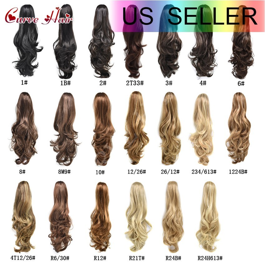 Women Ponytail 22″ Long Wavy Hair piece Claw Clip In Ponytaill Extension Synthet