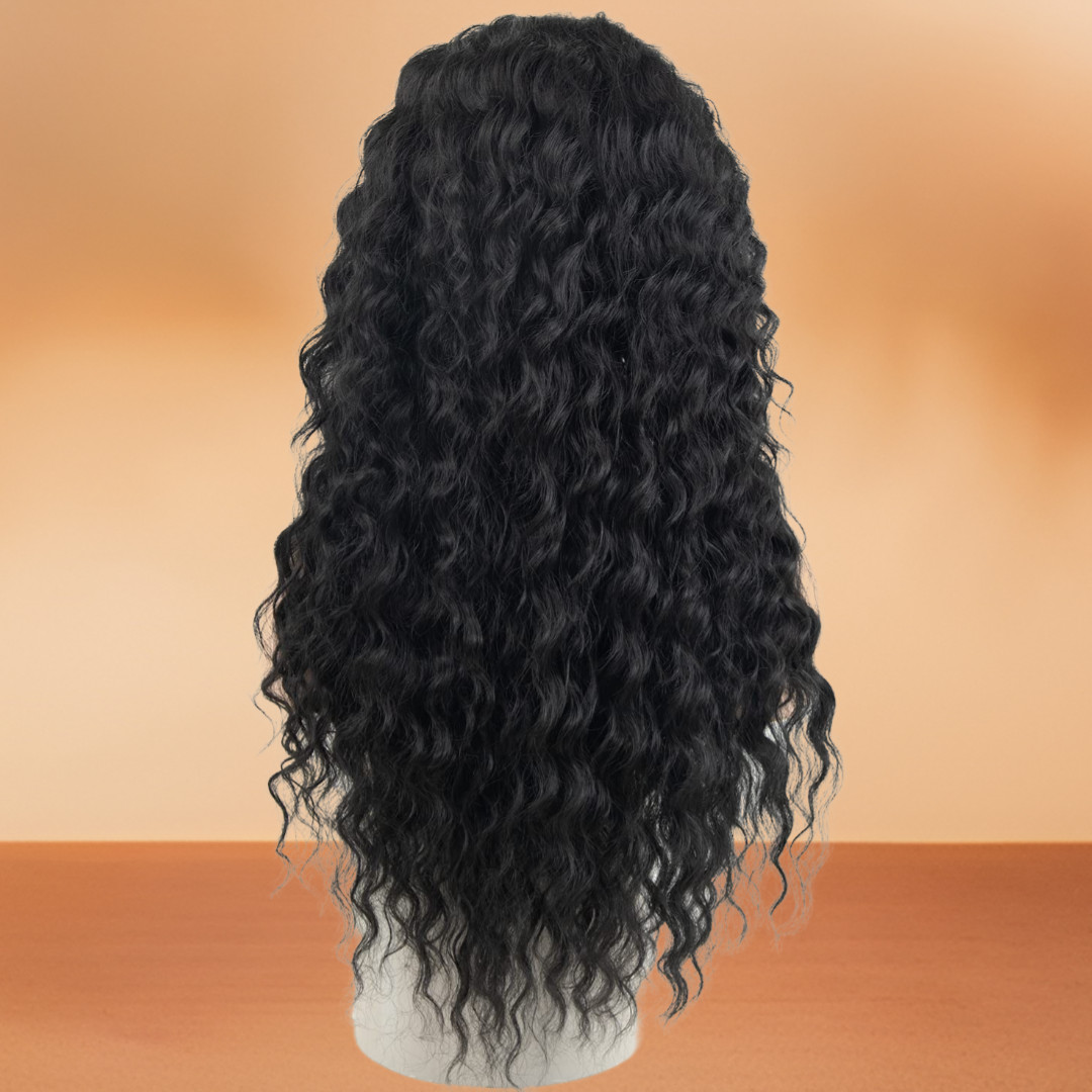 Long Curly Black Wig for Women Natural Looking Loose Wave Glueless Heat Resistan