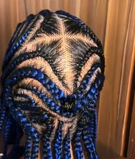 Blue Koroba Braided Wig. Cornrow Full Lace With Baby Hair | Ready to Ship