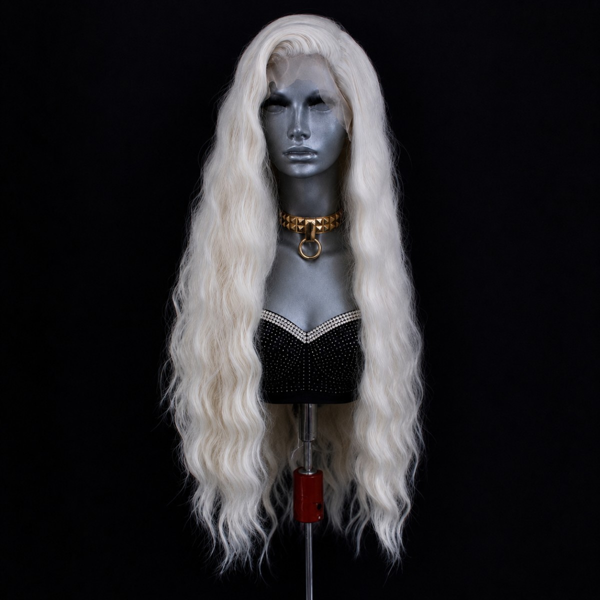 Heat Resistant Synthetic Hair Lace Front Wig Bleach blonde Long Wavy