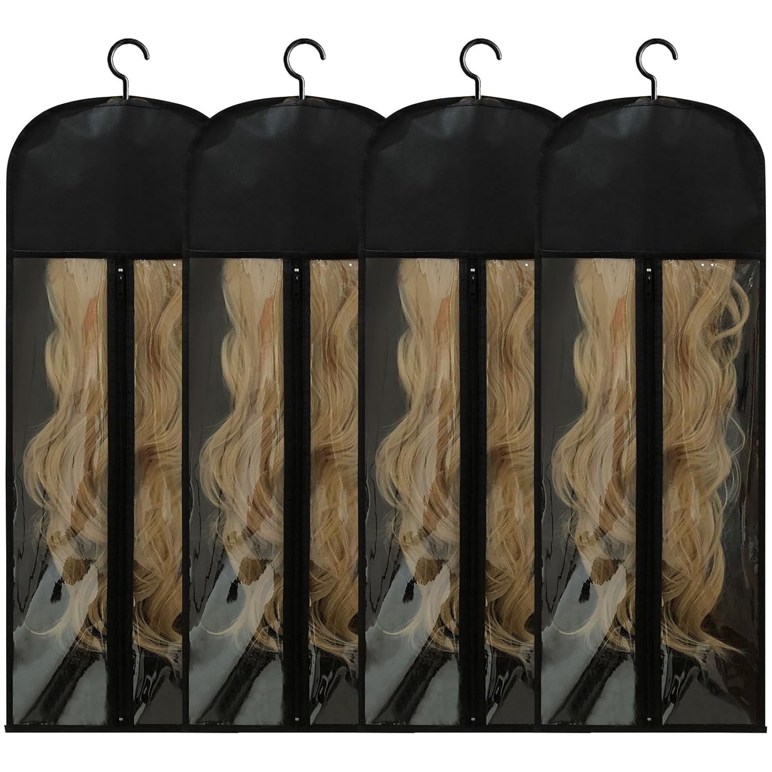 4Pcs Extra Long Wig Storage Bags with Hanger, Wig Storage for Multiple Wigs, …
