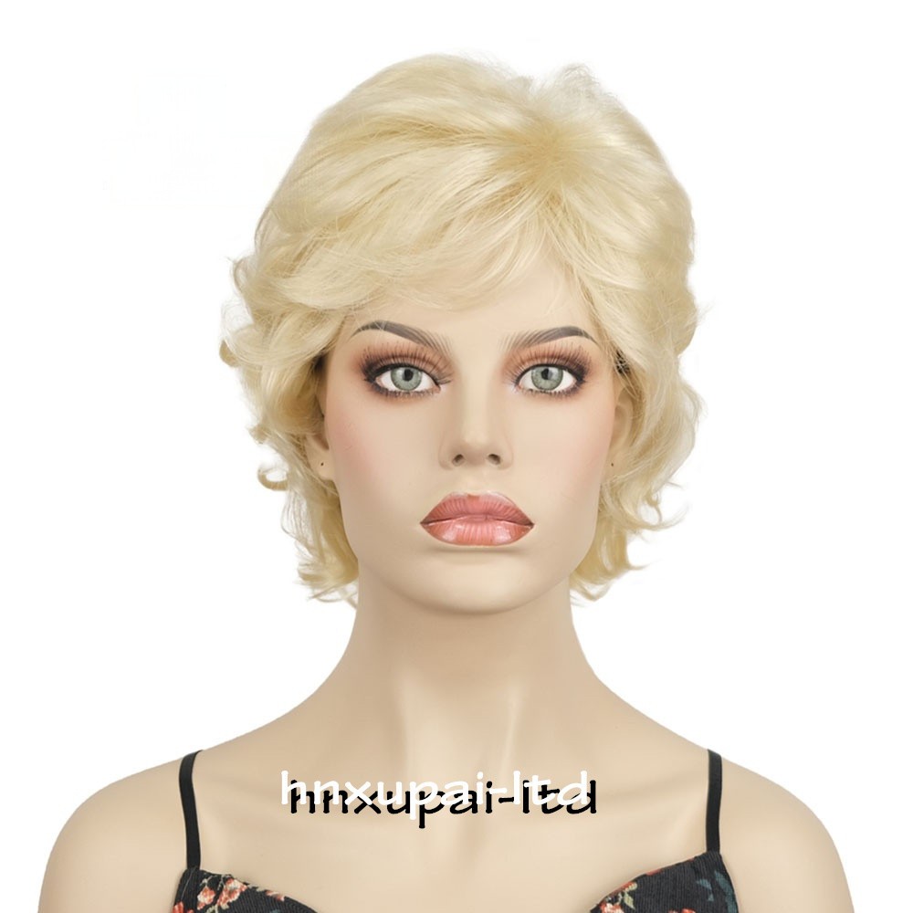 10 Inch Short Women Curly Wavy Bob Wig Fluffy Dark Blonde Hair Cosplay Casual US