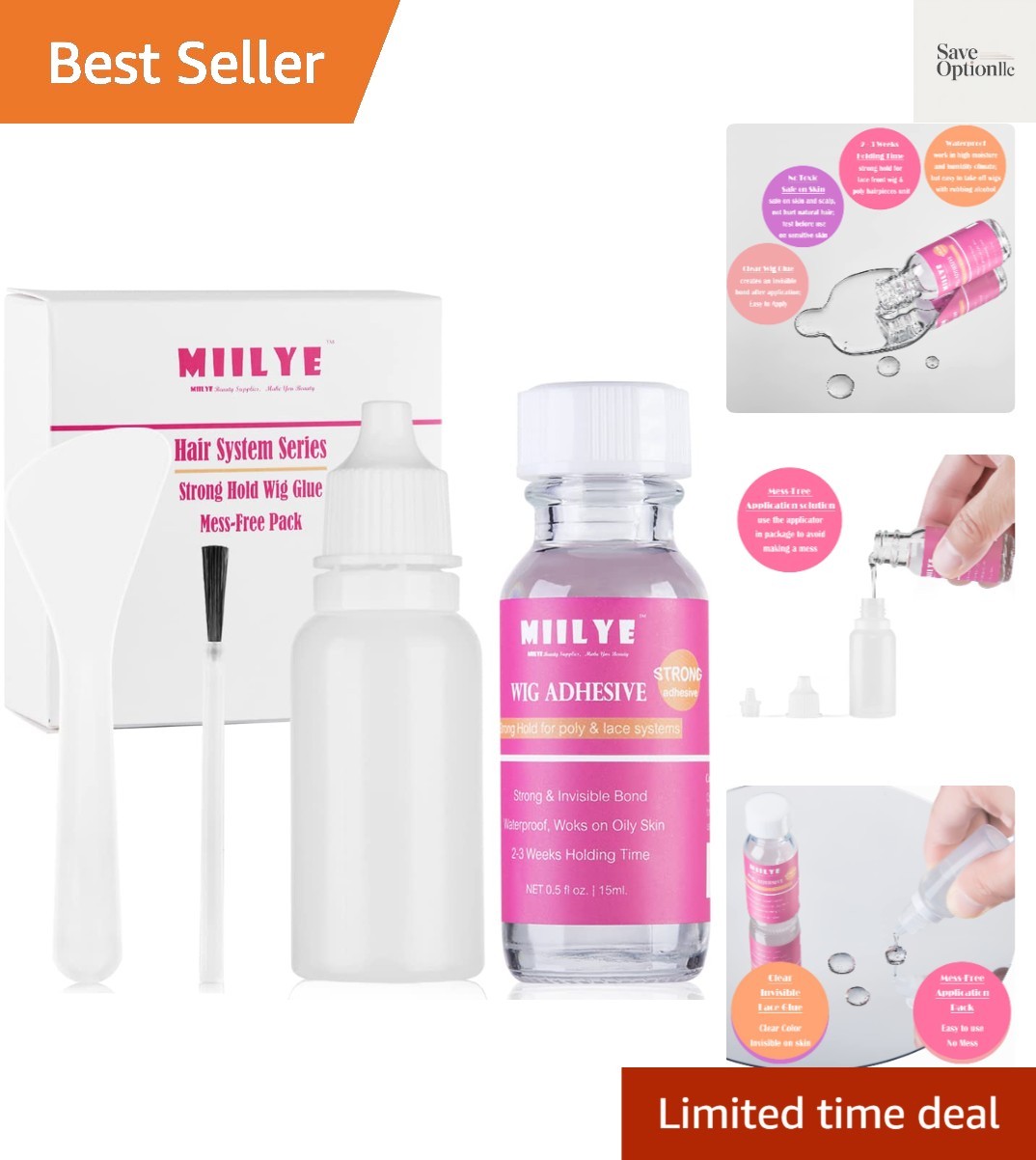 Waterproof Lace Glue, Clear| Invisible Hair Replacement Wig Bonding Glue, Str…