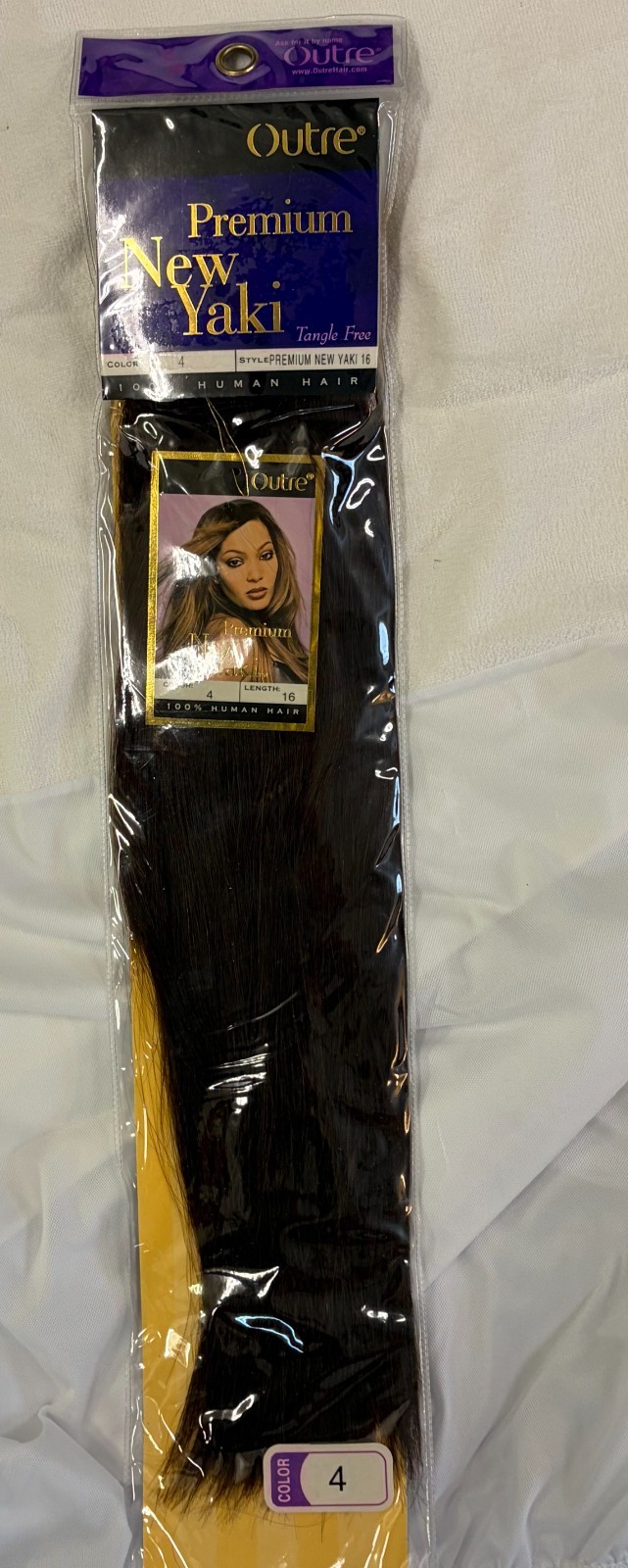New! Outre Premium Yaki 100% human hair Medium Brown color (color 4) 16inch Long