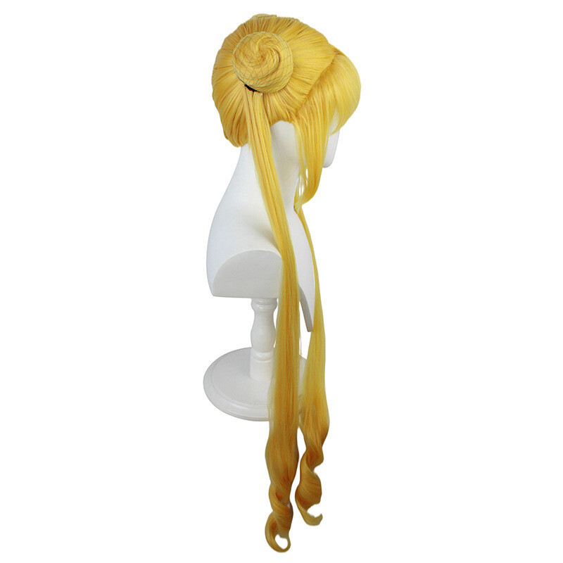 40″ Anime Sailor Moon Usagi Tsukino for Cosplay Costume Wigs w/2 Gold Ponytails