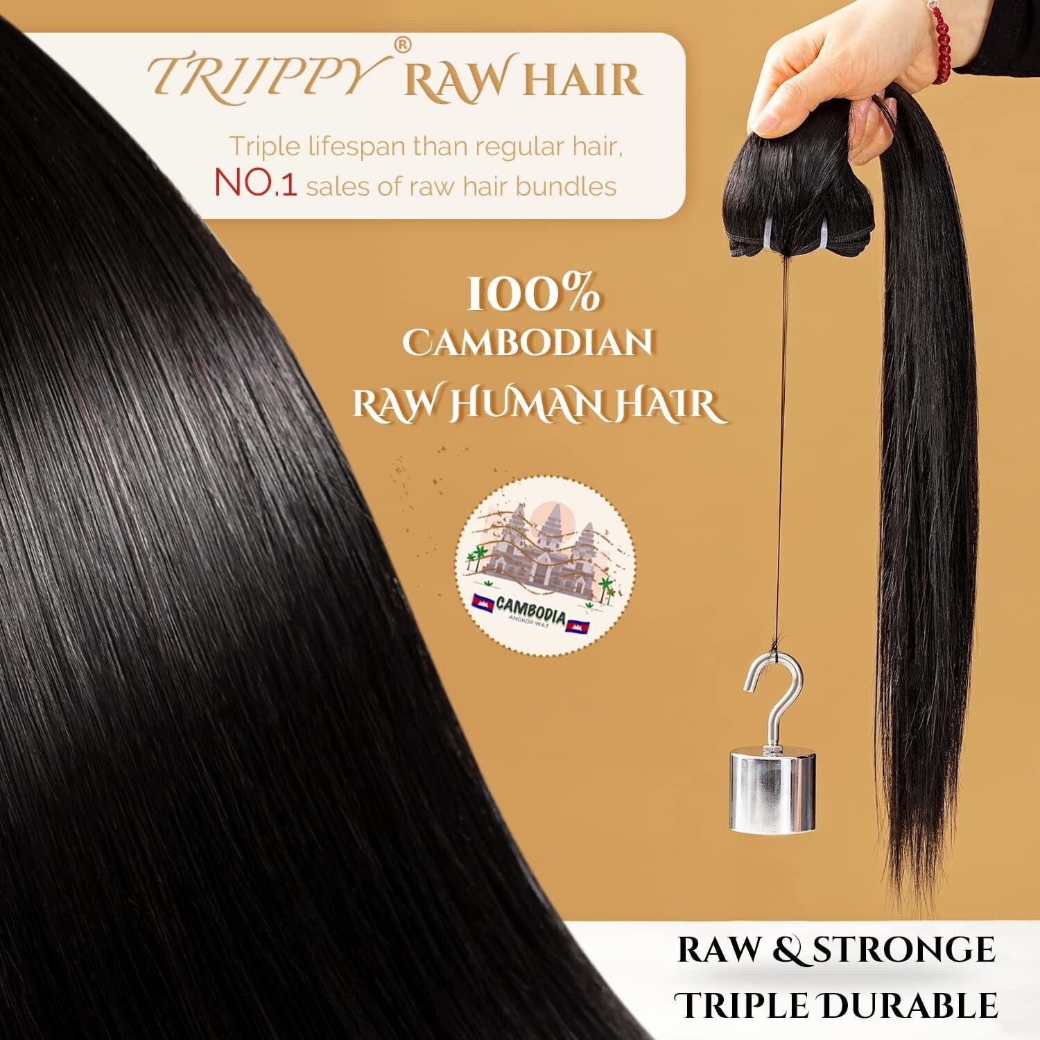 Raw Human Hair 2 Bundles,Triple Lifespan Than Regular Virgin Hair-16 Inches