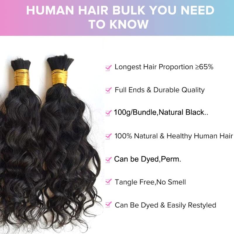 Human Hair Bulk For Braiding Water Wave Brazilian Remy Crochet Braids Hair 100g
