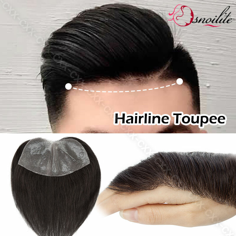Front Piece Mens Toupee Hairpiece PU 100% Real Human Hair Replacement System USA