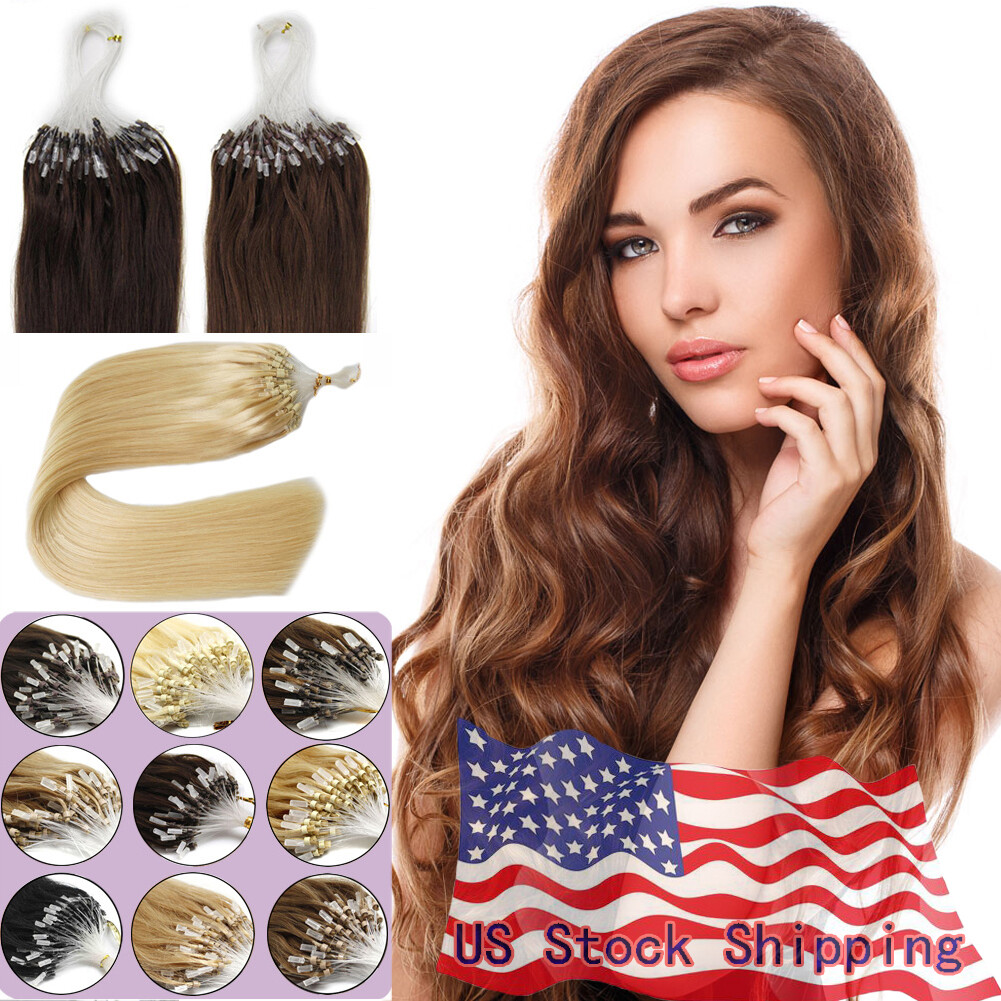 Micro Loop Real Human Hair Extensions Micro Ring Bead Link Remy Highlight Blonde