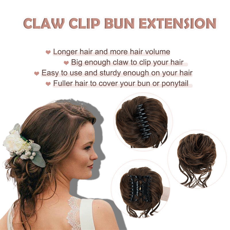 Real As Human Messy Bun Chignon Claw Clip in Hair Extensions Thick Scrunchie 65g