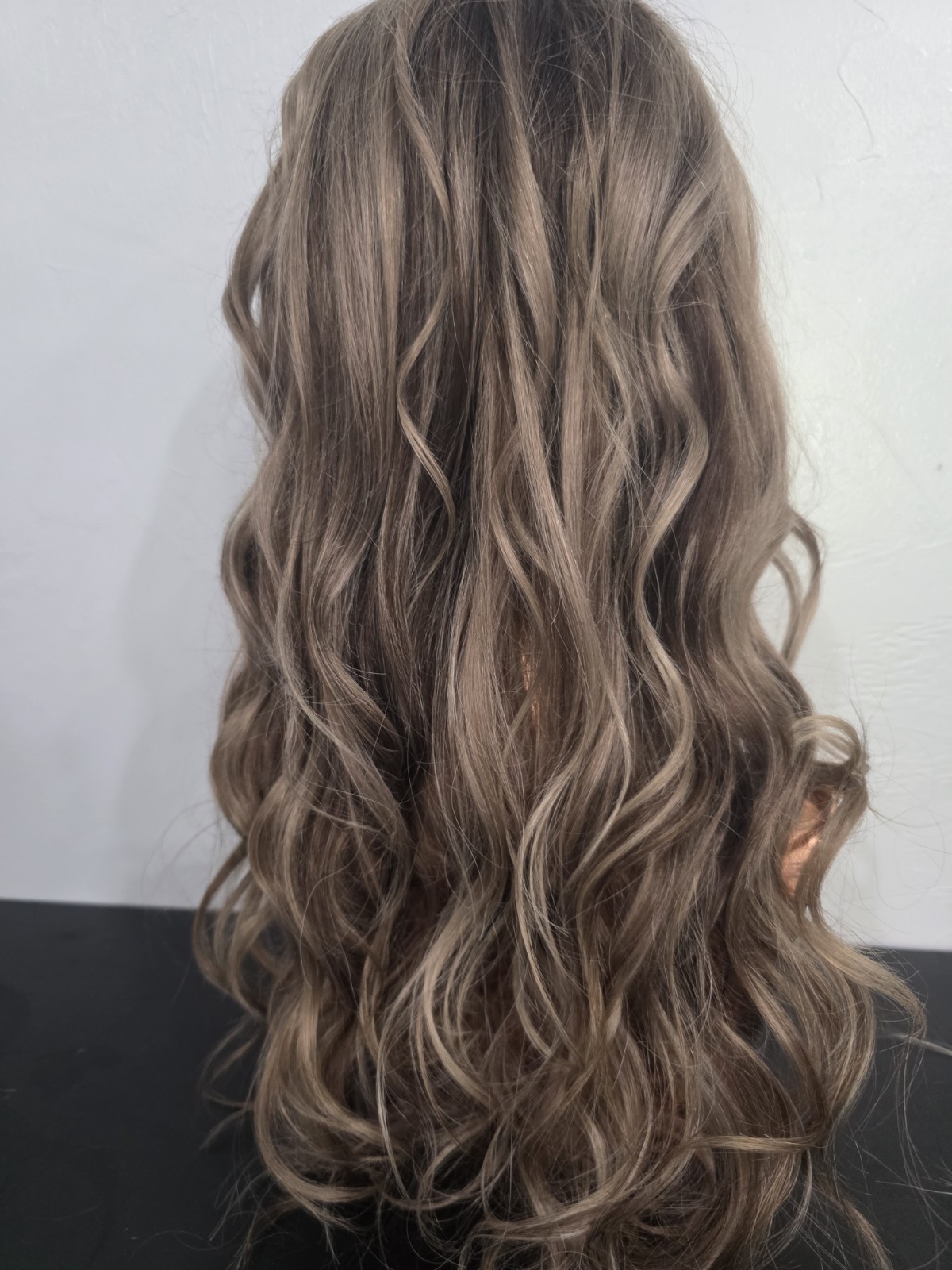 Natural 20″ blonde, custom color 100% human hair wig, glueless cap structure