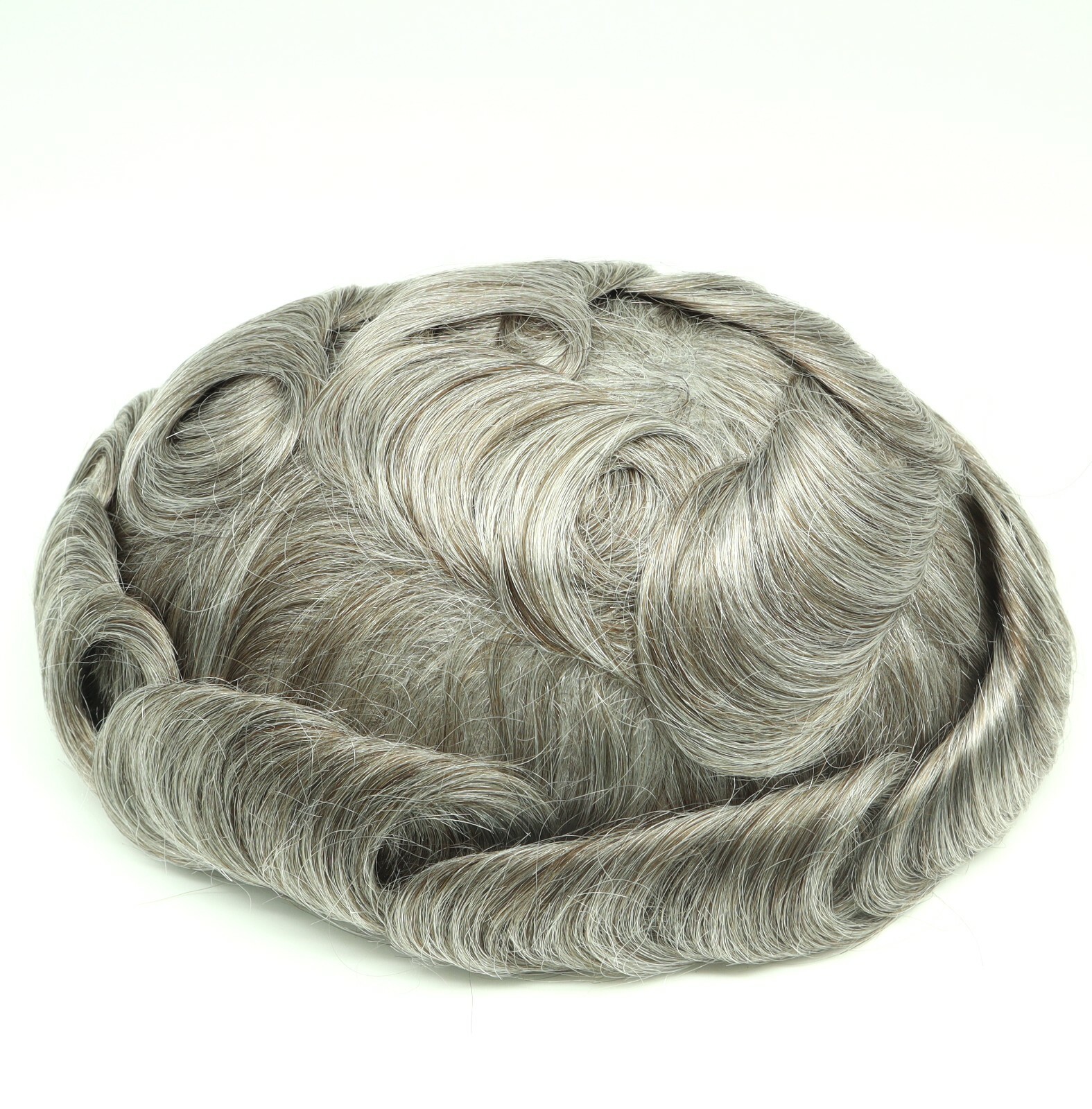 Natural Mens Toupee Hair Replacement System Super Thin Skin V Looped NG #565