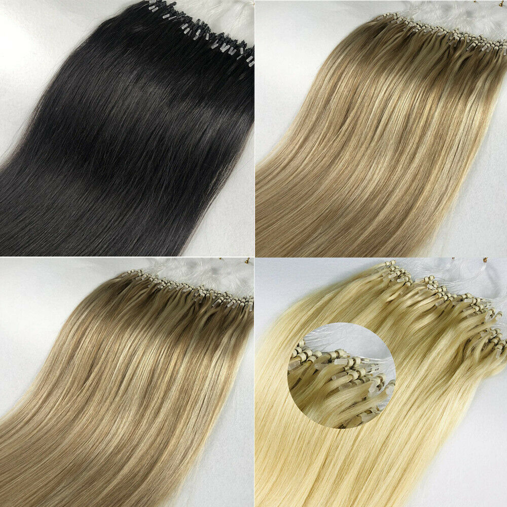 Micro Link Loop Tip Human Hair Extensions Micro Beads Double Drawn Thick 1g/s 9A