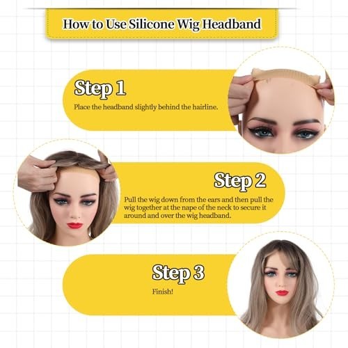 3 PCS Wig Grip Band, Adjustable Silicone Wig Headband, Non Slip Wig Bands Elasti