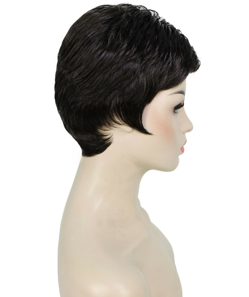 Lucille – Srraight Kanekalon Synthetic Fiber Full Wig, 1.75-3.25 in, Off Black