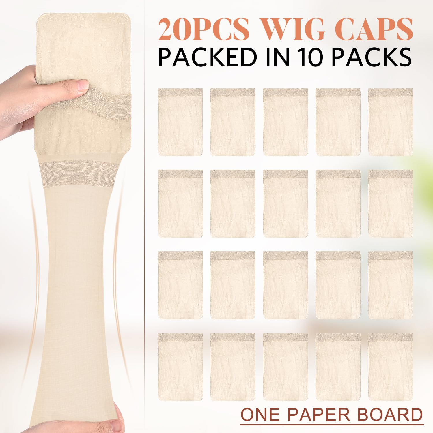 MORGLES 20 Pcs Wig Cap Beige, Stretchy Nylon Wig Caps for Women