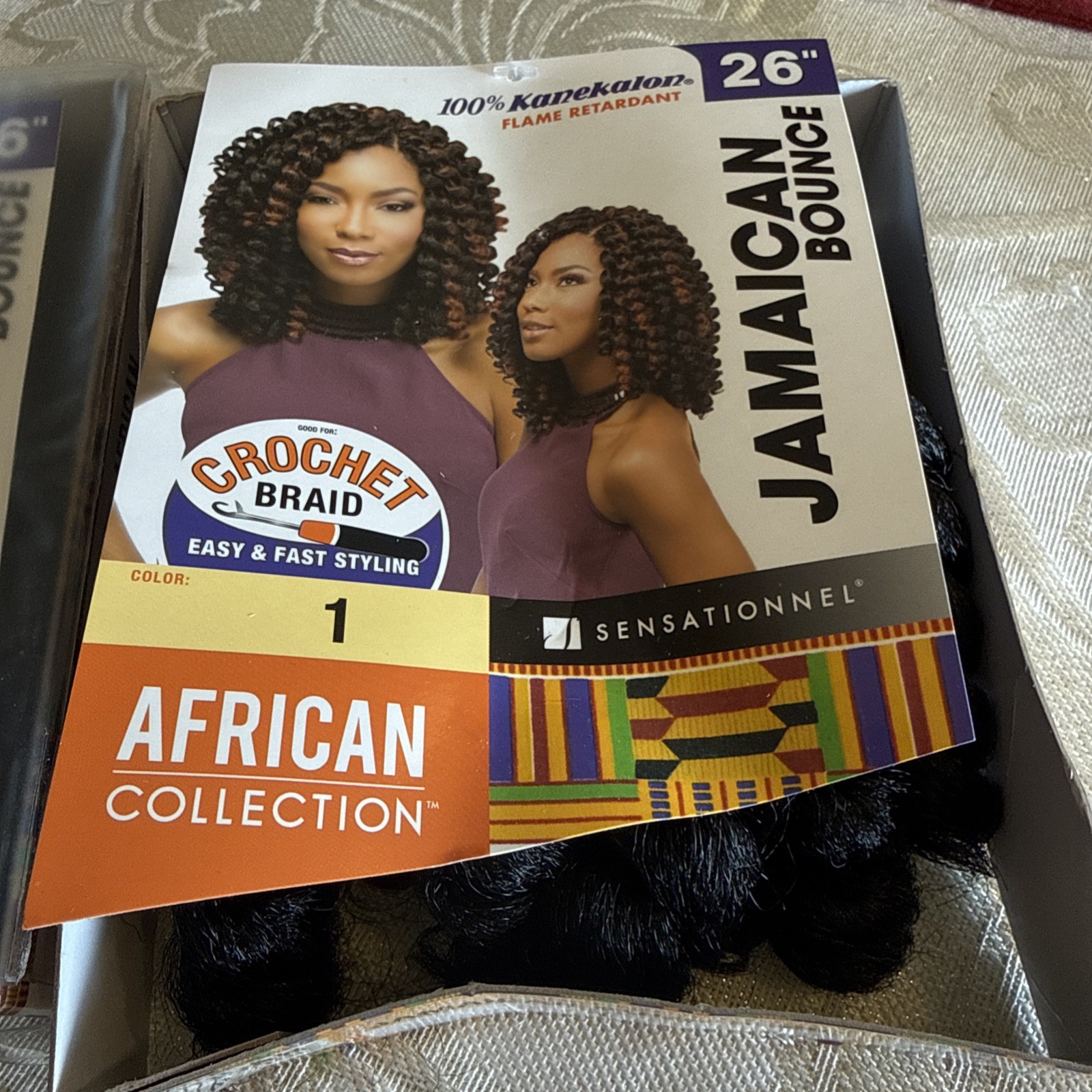 383 synthetic hair bundle Set Of Two Pkg Jamaican Bounce 26” Black