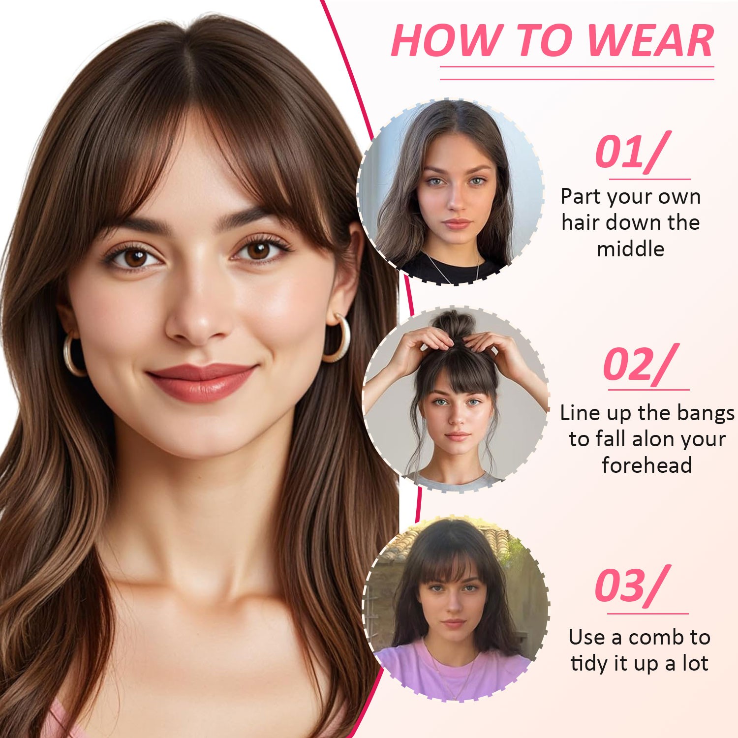 US Clip In 100% Remy Air Fringe Bangs Human Hair Extensions Hairpiece Top Topper