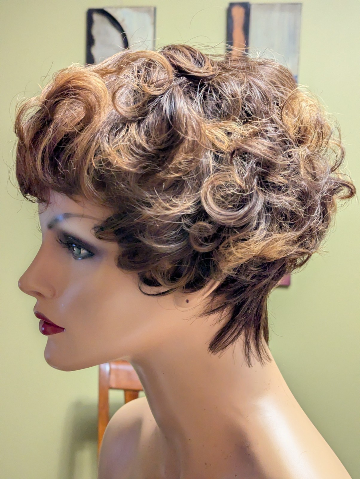 Remy Bang Bob Cut Custom Color Light Chestnut Brown Tipped Golden Blonde Wig