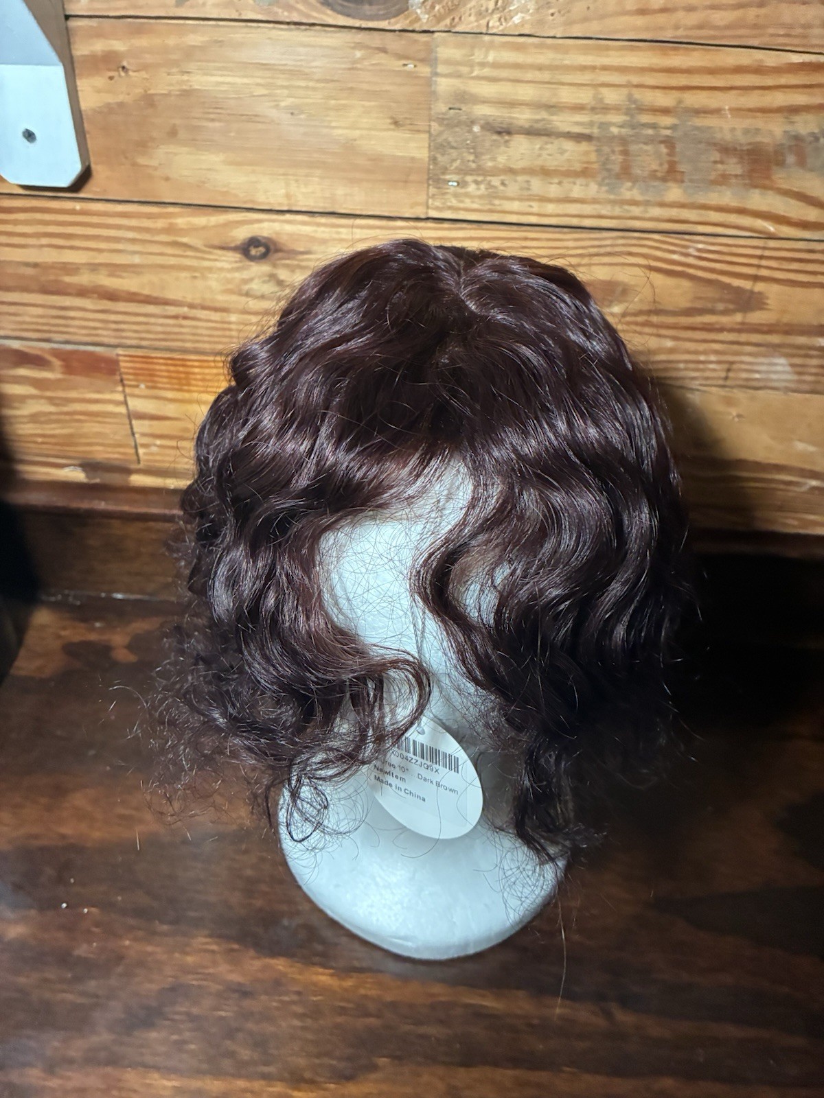10” Remy Human Hair Topper, Silk Top Clip In, Wavy Dark Brown, No Bangs
