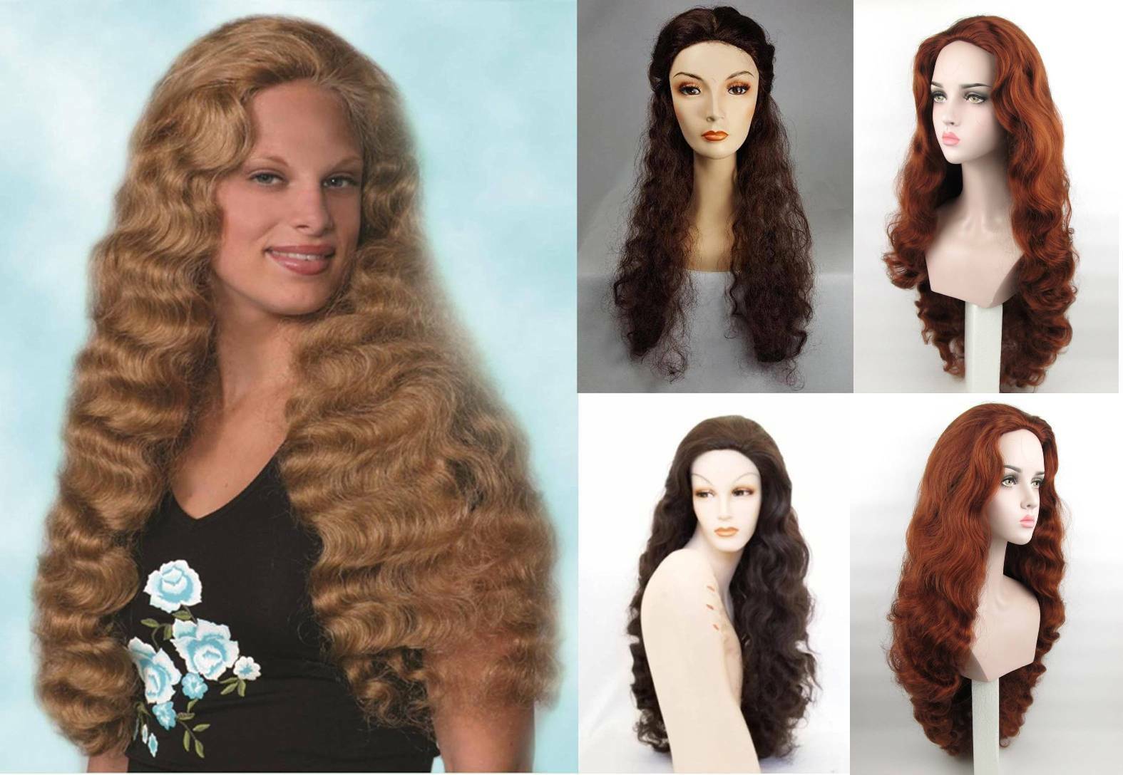 WOMENS 32″ LONG WAVY CURLY WIG NO BANGS STEPHANIE RENAISSANCE MEDIEVAL MOANA