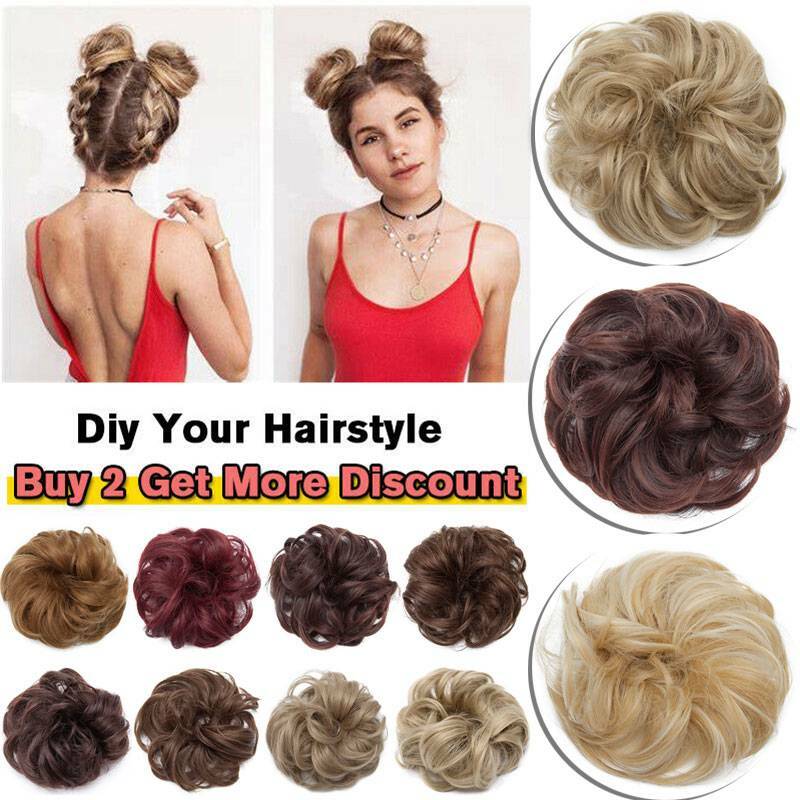 Natural Small Hair Scrunchie Wrap Hairpiece Curly Messy Bun Updo Hair Extensions