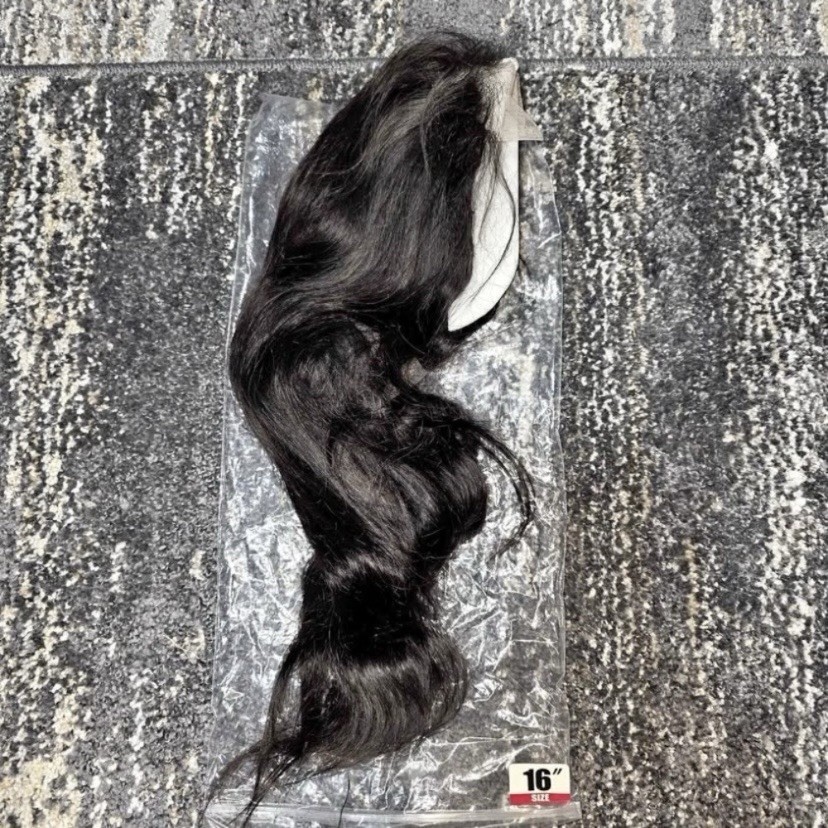 16 Inch 4×4 Lace Closure Wig Body Wave Human Hair Natural Black Glue-less New