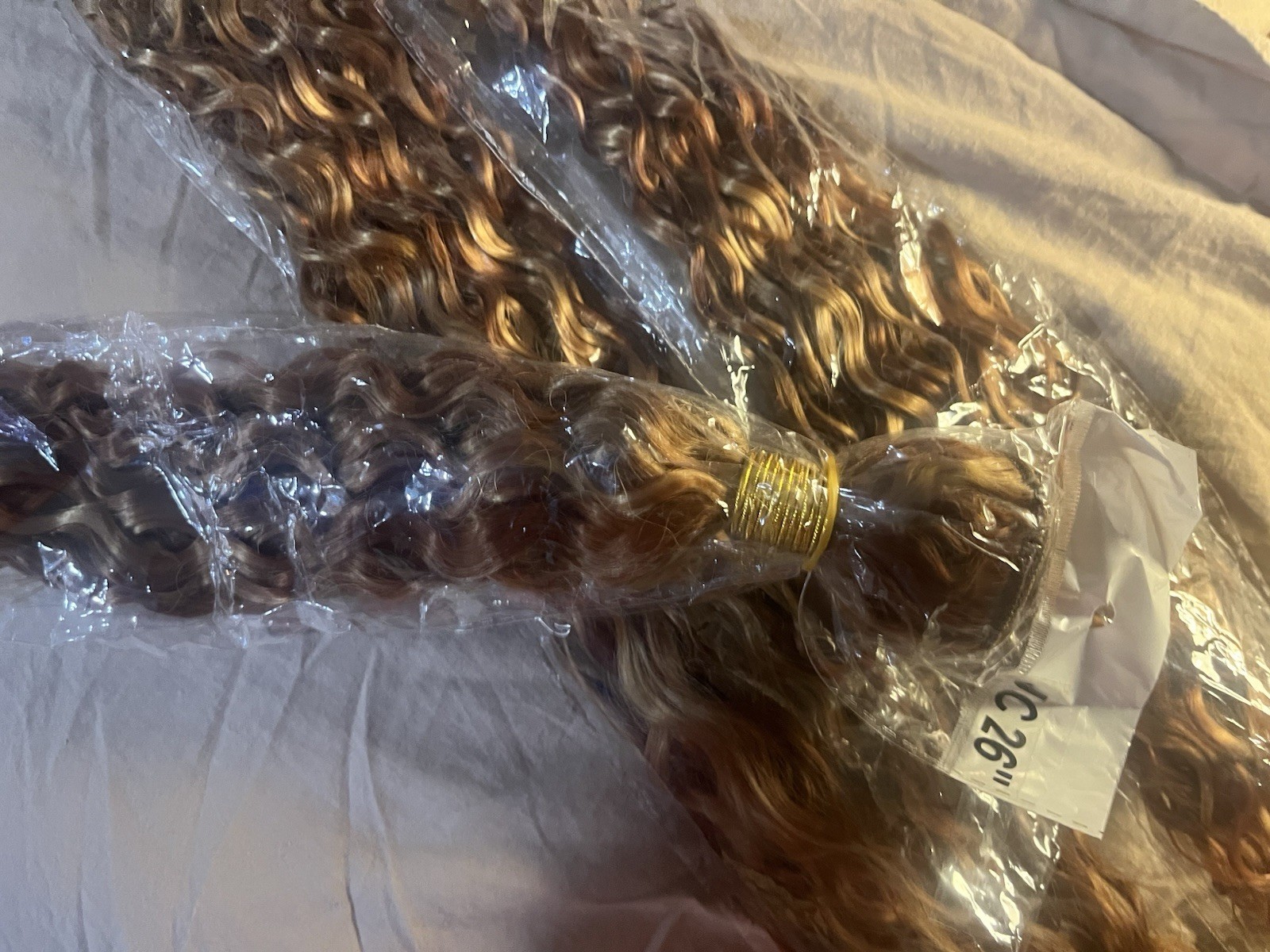26″ Wavy Blond Brown Human Hair Extension Weft Wavy Hair for Women Adult