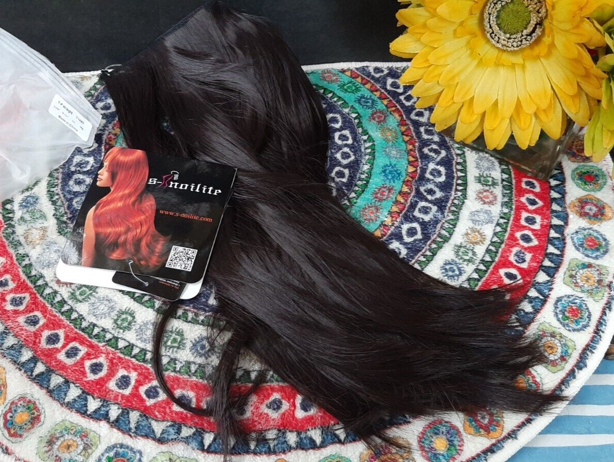 S-Noilite Clip Hair Extensions ~ 4A Dark Brown / 16″ Straight ~ NWT #022