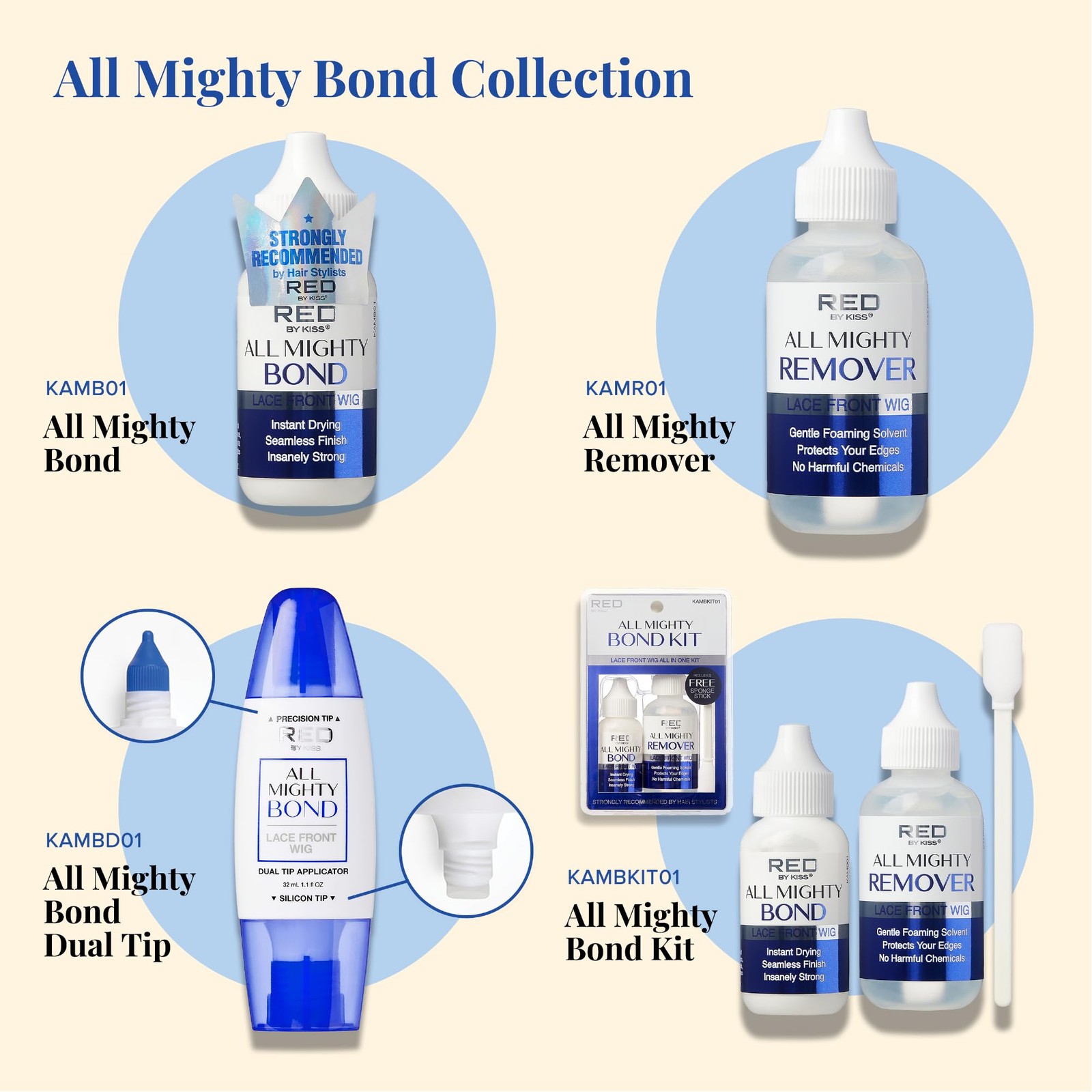 All Mighty Bond Lace Wig Glue, Dual Tip, Instant Dry, Water Resistant, Strong…