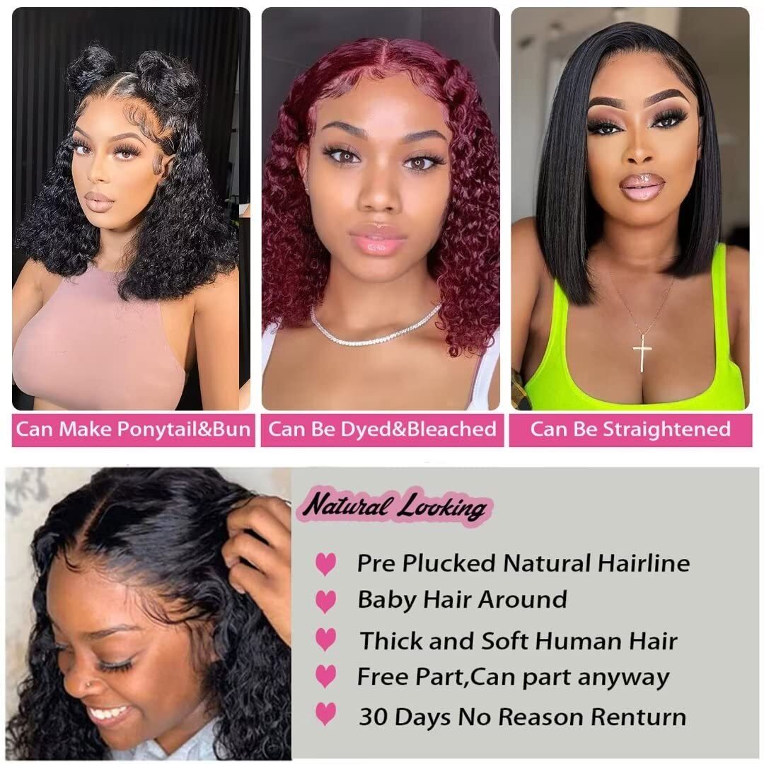 5×5 Silk Top Full Lace Human Hair Wig Short Curly Pre Plucked Silk Base Lace Wig