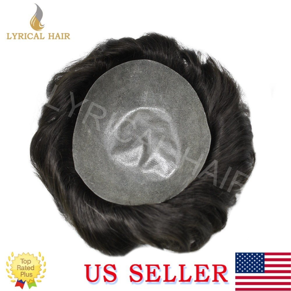 Mens Toupee Human Hair ystem All Poly PU Grey Brown Black Durable Hairpiece Wigs