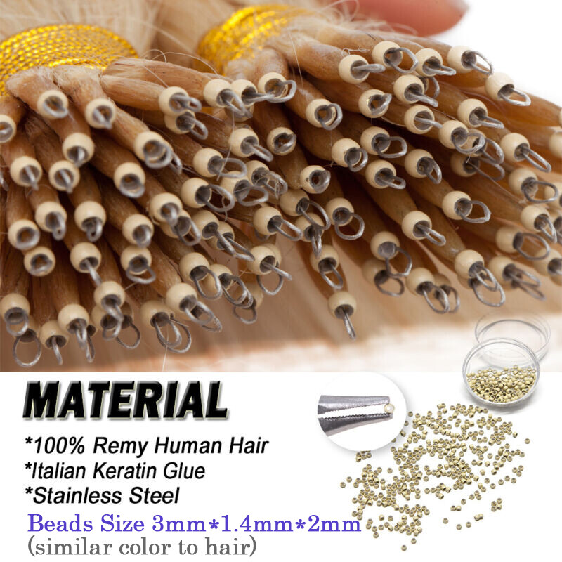 CLEARANCE Nano Ring Beads Micro Loop Link Tip Real Human Remy Hair Extensions