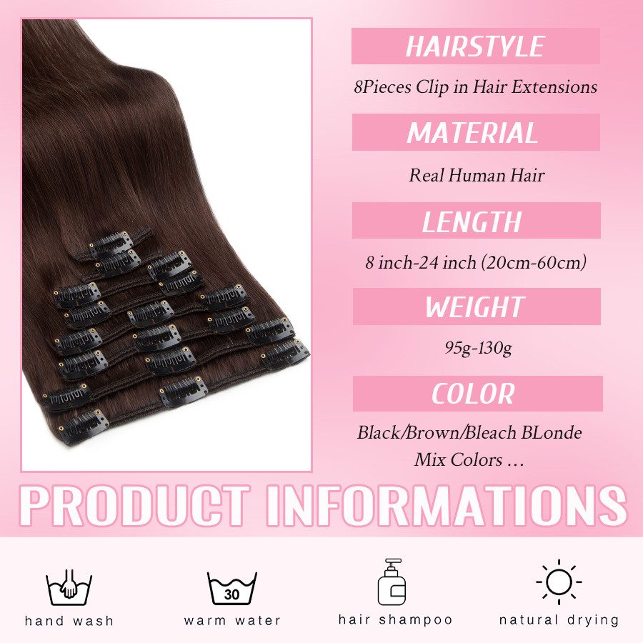 CLEARANCE Full Head 100% Real Remy Balayage HairClip In Human Hair Extensions