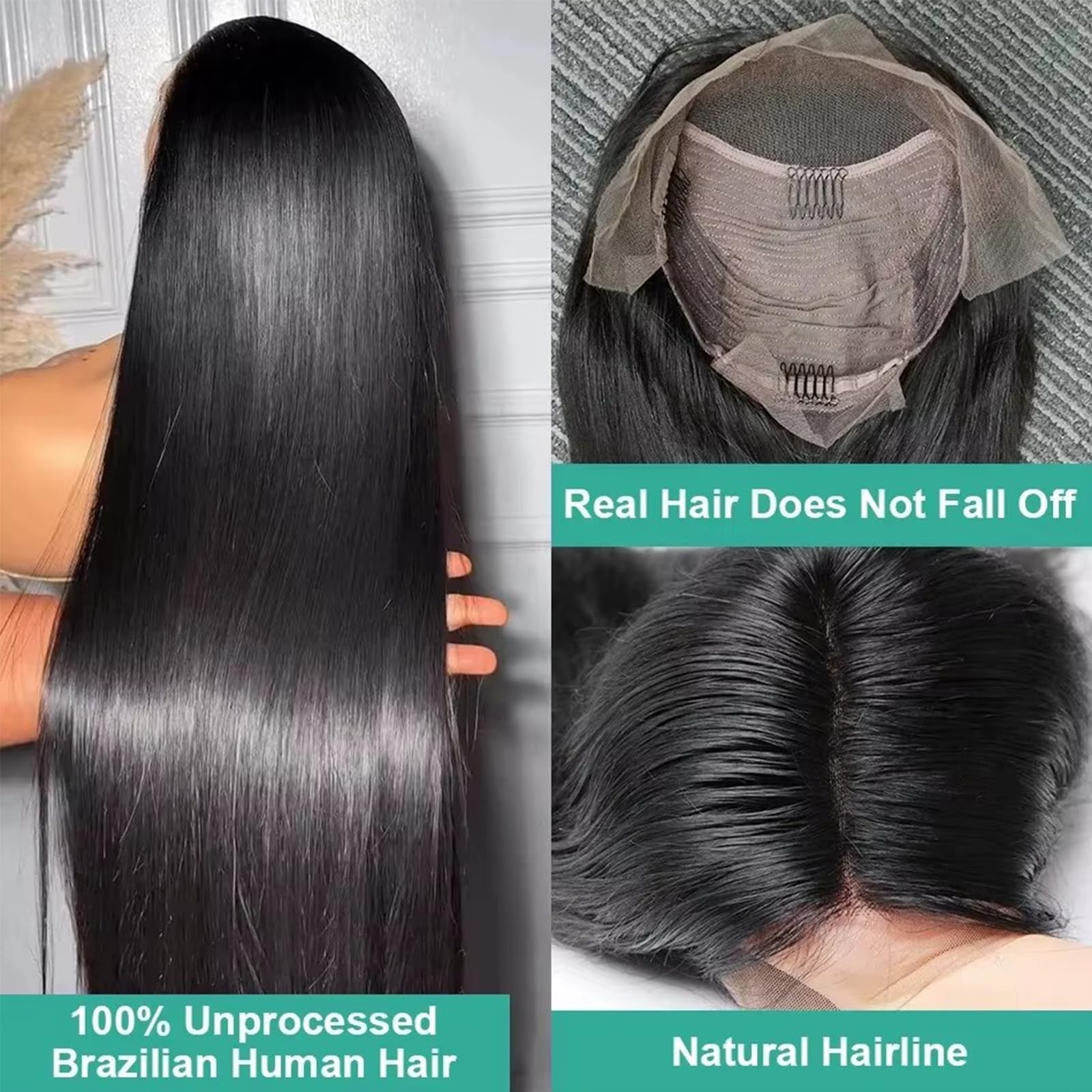 Lemoda Straight Lace Front Wigs Human Hair 180 Density 13X4 Hd Transparent Lace