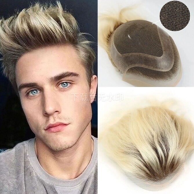 8X10 Hair toupee Wig For men Ombre Brown Human Hair Systems Unit Hollywood