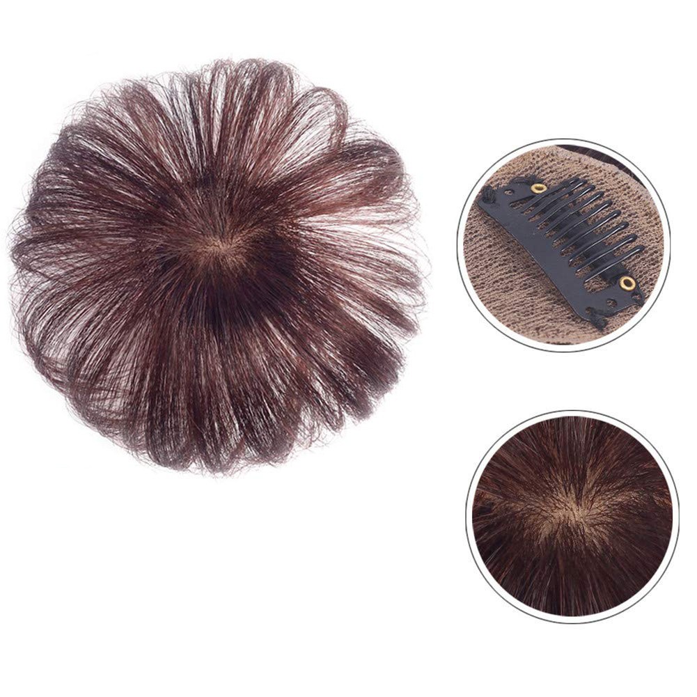100% Real Human Hair Clip in Short Thin Hair For Men Hair Bangs Replacement