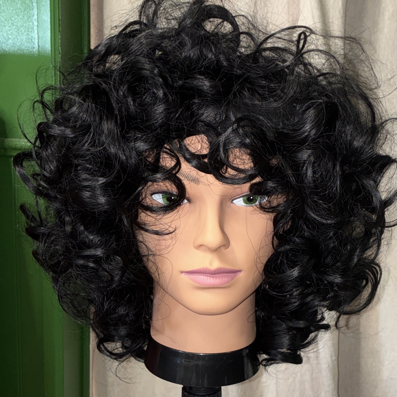 Black Curly Wig Natural Style Curly Hair Fashion for Women Adult 14”