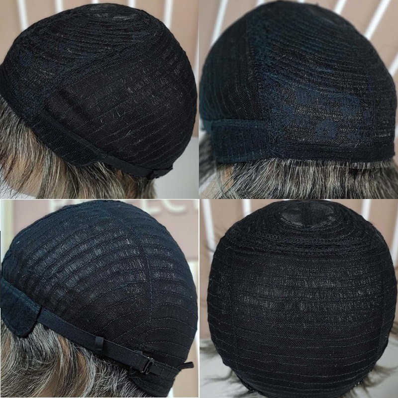 6 Inch Gray Human Hair Wig Short Mechanized Full Cap Wig for Black Women