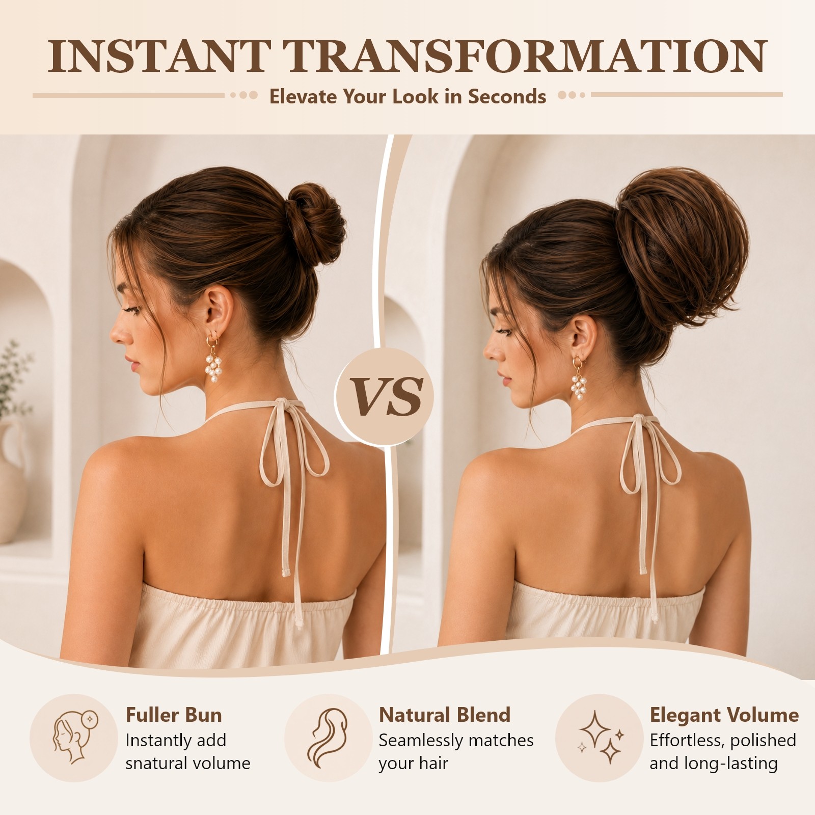 Elegant Ponytail Bun Hair Chignon with Comb Clip Updo Drawstring Hair Extensions