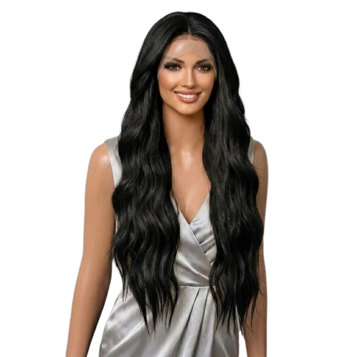 Black Long Wavy Lace Front Wigs Women Soft Synthetic Hair Heat Resistant