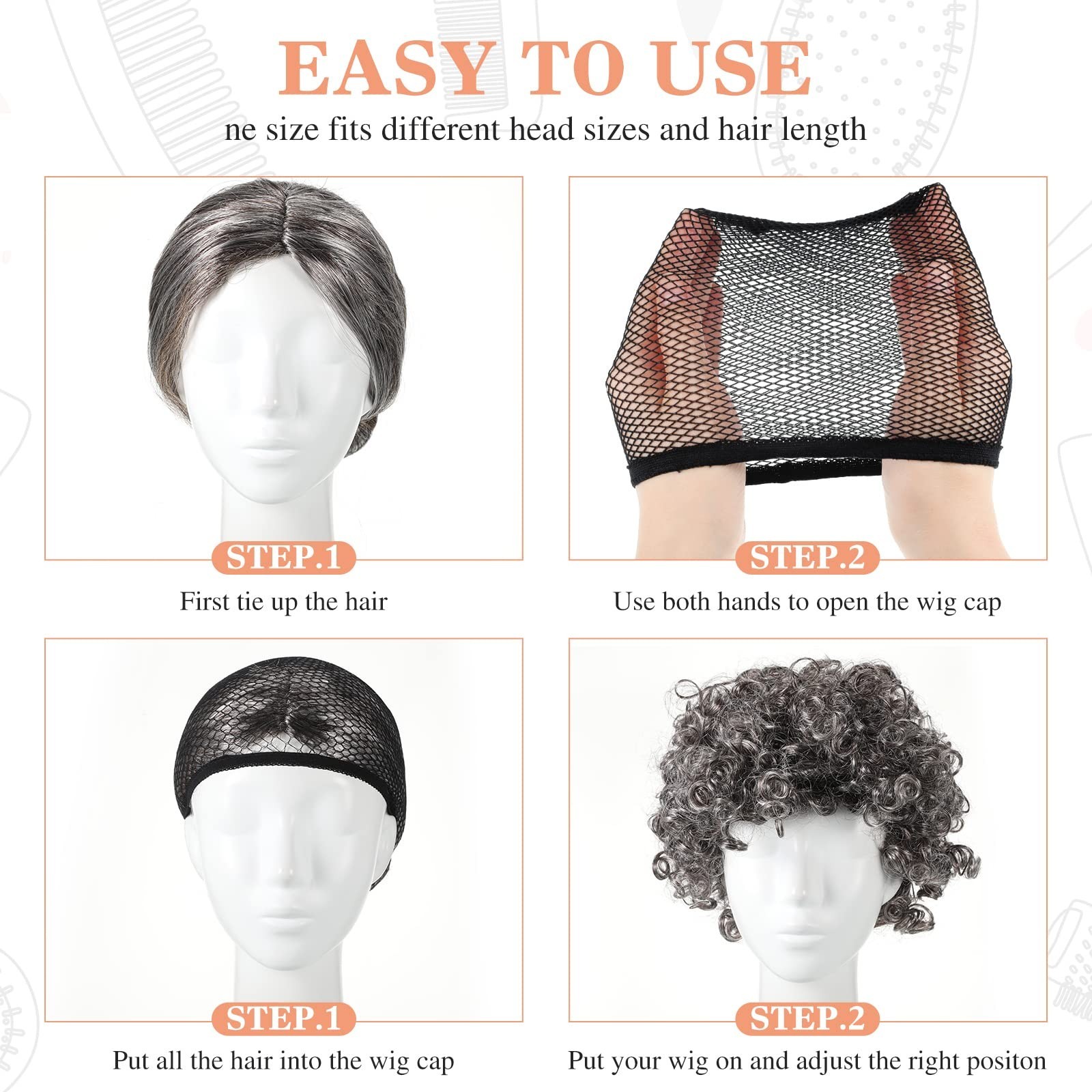 100 Pcs Mesh Wig Caps – Closed End Hair Net Liner for Kids, Women, Men, Cosplay
