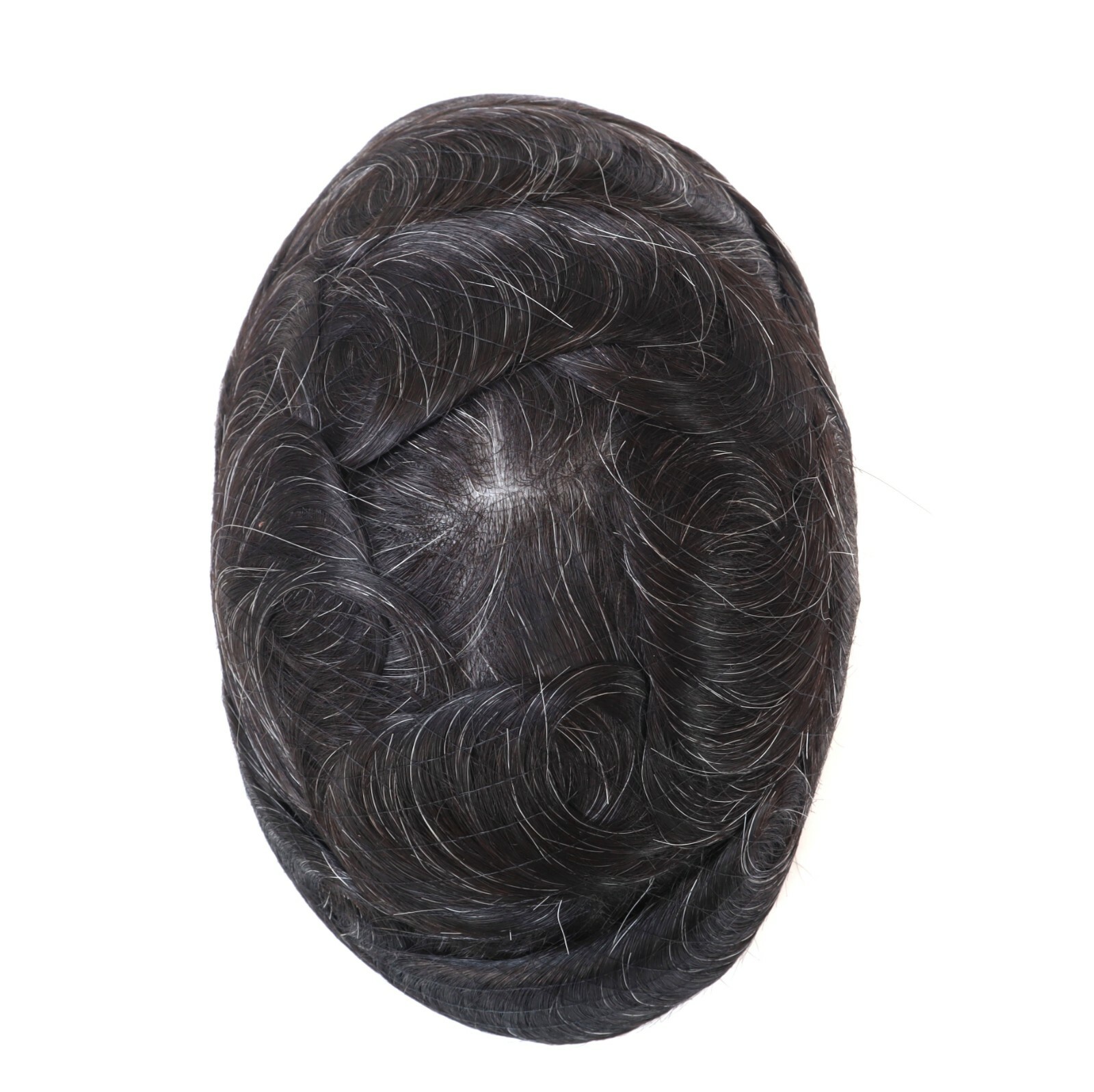 Natural Mens Toupee Hair Replacement System Super Thin Skin V Looped NG #1B10