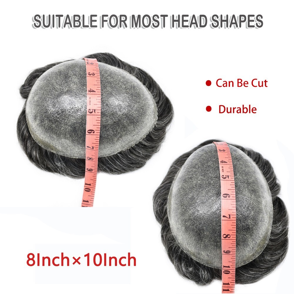 Mens Wig Units Human Hair Toupee Systems Full PU Poly Thin Skin Male Hairpiece